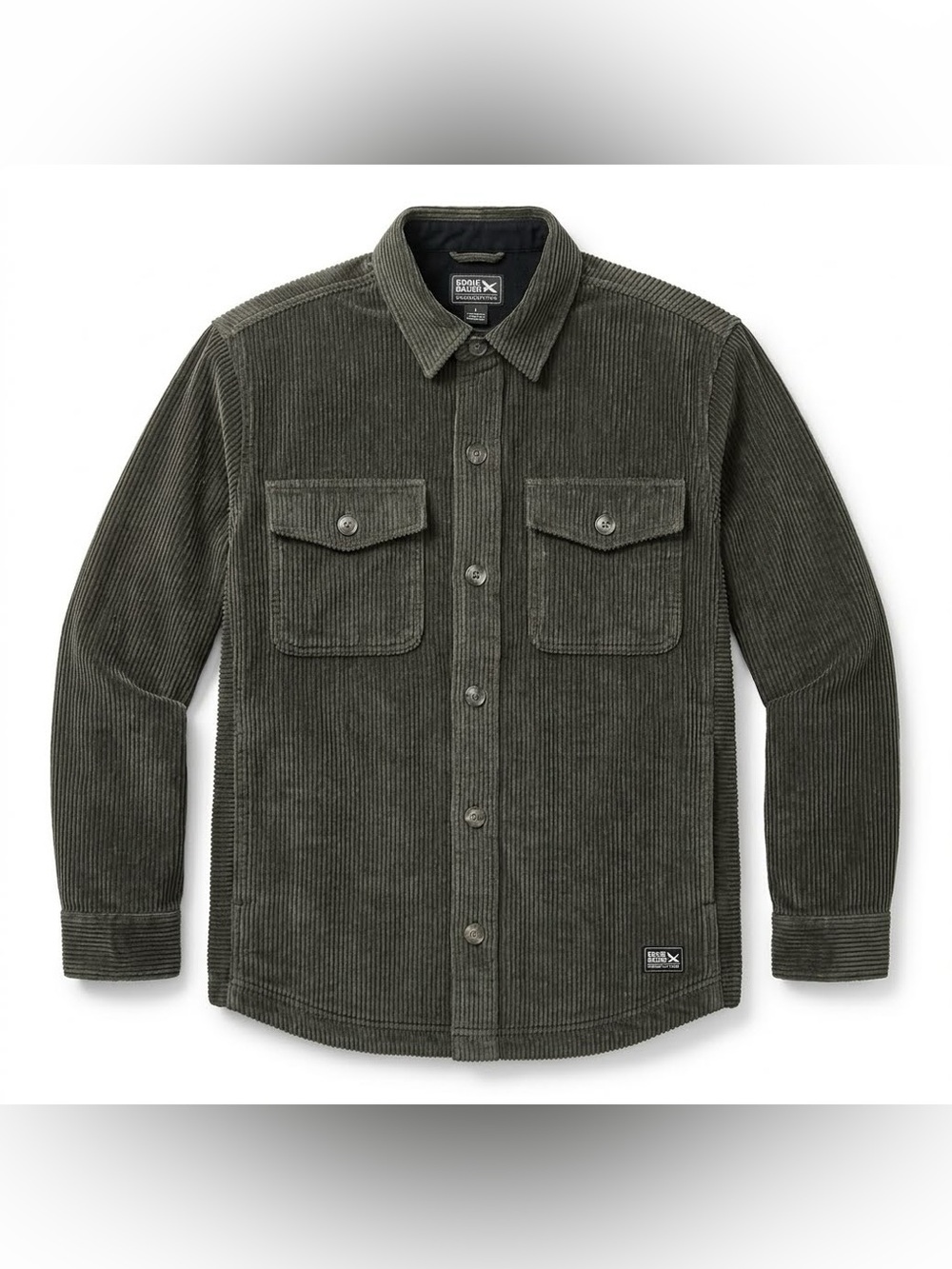 Eddie Bauer Women's XXL Olive Green Corduroy Shacket Jacket